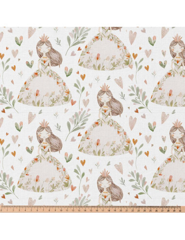 Cotton poplin fabric - Niouchka white and pink