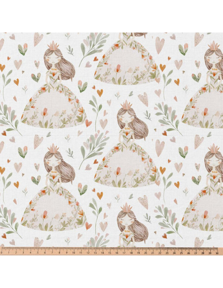 Cotton poplin fabric - Niouchka white and pink