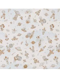 Cotton poplin fabric - Fuzbuz ecru and natural 2