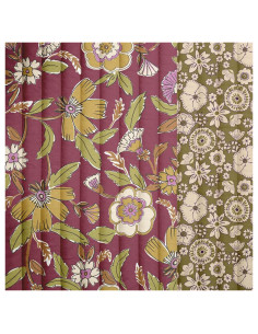 Quilted cotton fabric - Malana plum and green