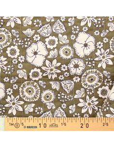 Quilted cotton fabric - Malana plum and green 2