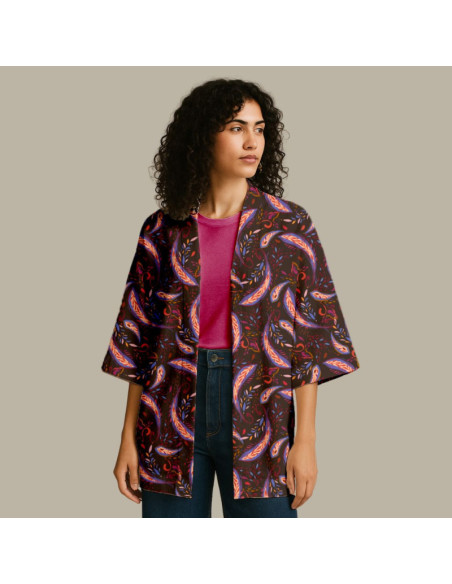 Tissu viscose - Nini violet et bleu