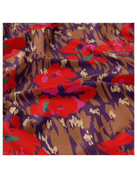 Viscose fabric - Amaya violet and red