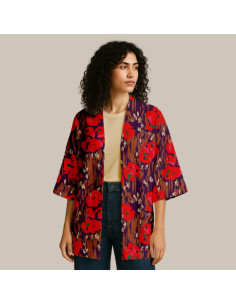 Viscose fabric - Amaya violet and red 2