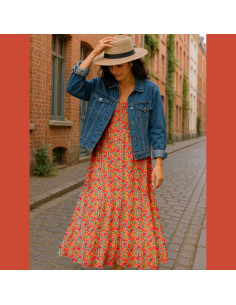Viscose fabric - Fanou red and pink 2
