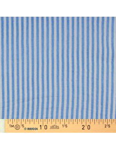 Crinkled double gauze fabric with stripes - Azure and off-white 2