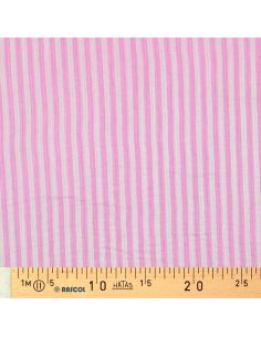 Crinkled double gauze fabric with stripes - Bubblegum and off-white 2