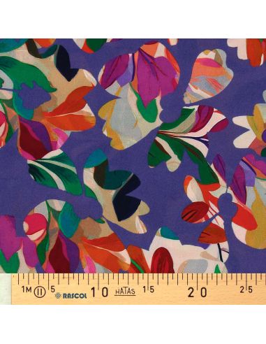 Viscose fabric - Macha blueberry and pink