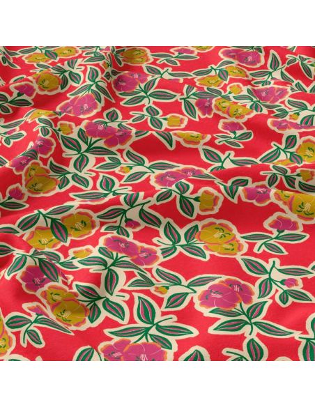 Viscose fabric - Fanou red and pink