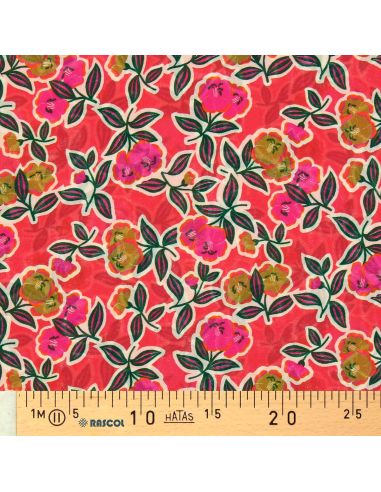 Viscose fabric - Fanou red and pink