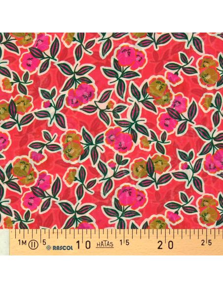 Viscose fabric - Fanou red and pink
