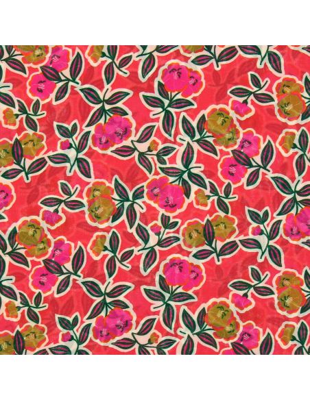 Viscose fabric - Fanou red and pink