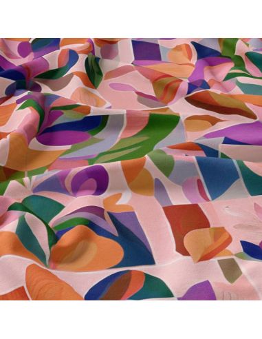 Viscose fabric - Nawel pink and purple