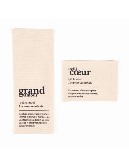 Lot de 2 étiquettes tissées - Duo Grand coeur
