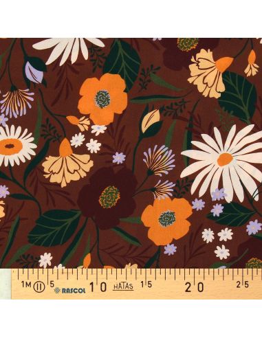 Viscose fabric - Moricette brown and orange