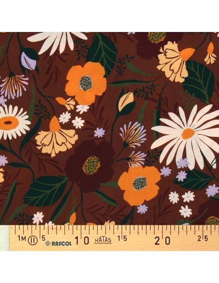 Viscose fabric - Moricette brown and orange