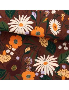 Viscose fabric - Moricette brown and orange