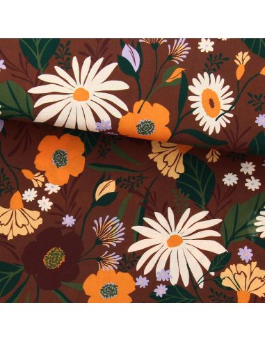Viscose fabric - Moricette brown and orange