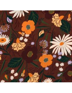 Viscose fabric - Moricette brown and orange 2
