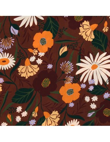 Viscose fabric - Moricette brown and orange