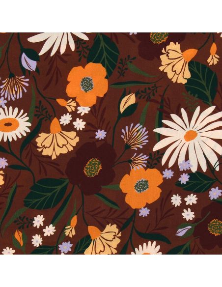 Viscose fabric - Moricette brown and orange