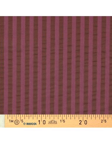 Wide stripe seersucker fabric - Bordeaux and rosewood