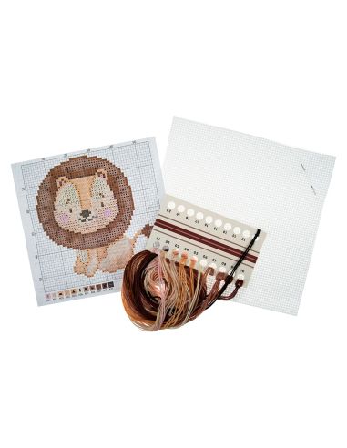 Mini counted cross-stitch kit - Lion