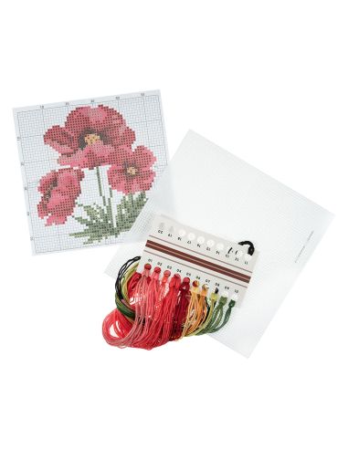 Mini counted cross-stitch kit - Poppies