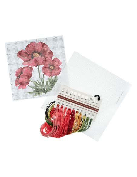 Mini counted cross-stitch kit - Poppies