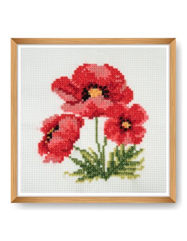 Mini counted cross-stitch kit - Poppies