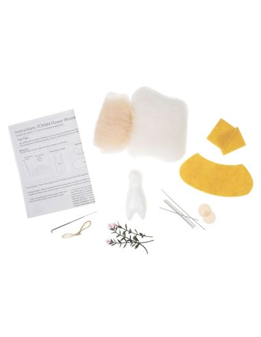 Needle Felting Kit - Mouse with Flower Bouquet