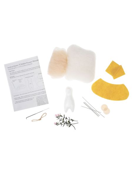 Needle Felting Kit - Mouse with Flower Bouquet