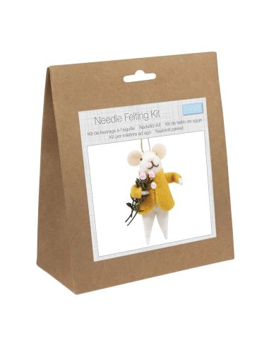 Needle Felting Kit - Mouse with Flower Bouquet