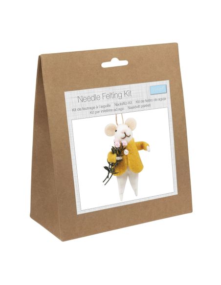 Needle Felting Kit - Mouse with Flower Bouquet