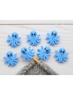 Stitch stoppers for knitting needles - Blue octopus 2