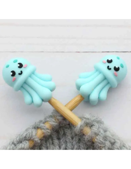 Stitch stoppers for knitting needles - Jellyfish