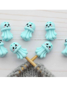 Stitch stoppers for knitting needles - Jellyfish 2