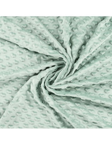 Dark Mint Heart Minky Fabric