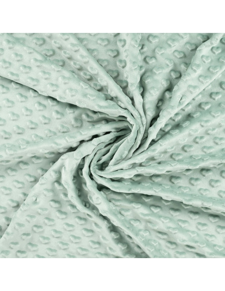Dark Mint Heart Minky Fabric
