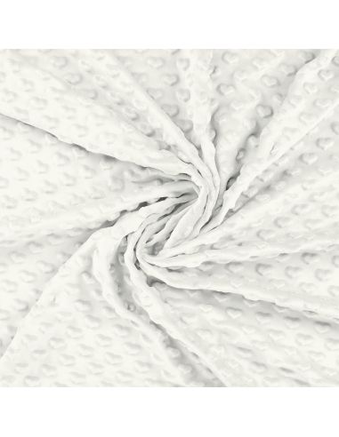 Minky heart fabric - Ecru
