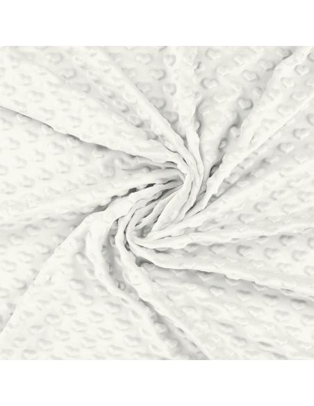 Minky heart fabric - Ecru