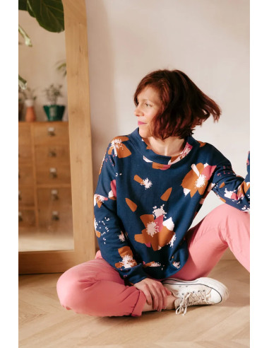Ink Blue Anémona Sweat Fabric - Églantine & Zoé