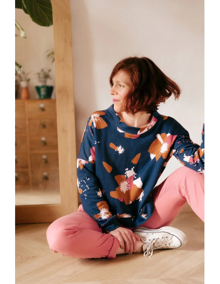 Ink Blue Anémona Sweat Fabric - Églantine & Zoé
