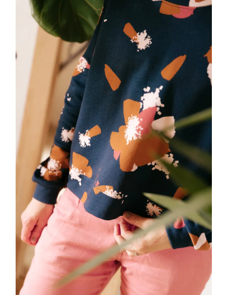 Ink Blue Anémona Sweat Fabric - Églantine & Zoé