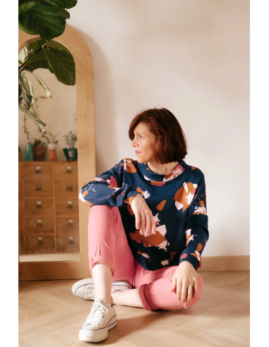 Ink Blue Anémona Sweat Fabric - Églantine & Zoé