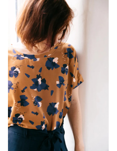 Anémona Camel Cotton Jersey Fabric - Églantine & Zoé