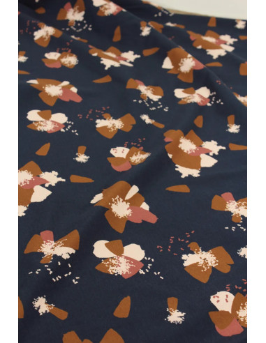Ink Blue Anémona Cotton Jersey Fabric - Églantine & Zoé