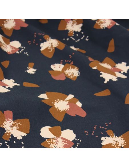 Ink Blue Anémona Cotton Jersey Fabric - Églantine & Zoé