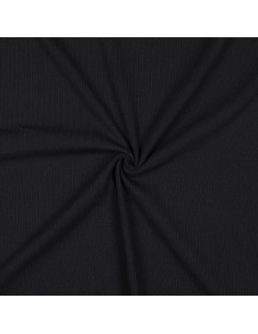 Fine ribbed cotton jersey fabric - Black
