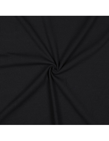Fine ribbed cotton jersey fabric - Black